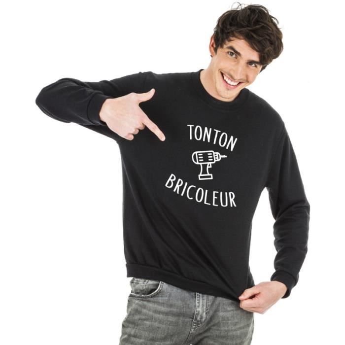 We are family Sweat TONTON BRICOLEUR NOIR XL- Produit imprimé en France