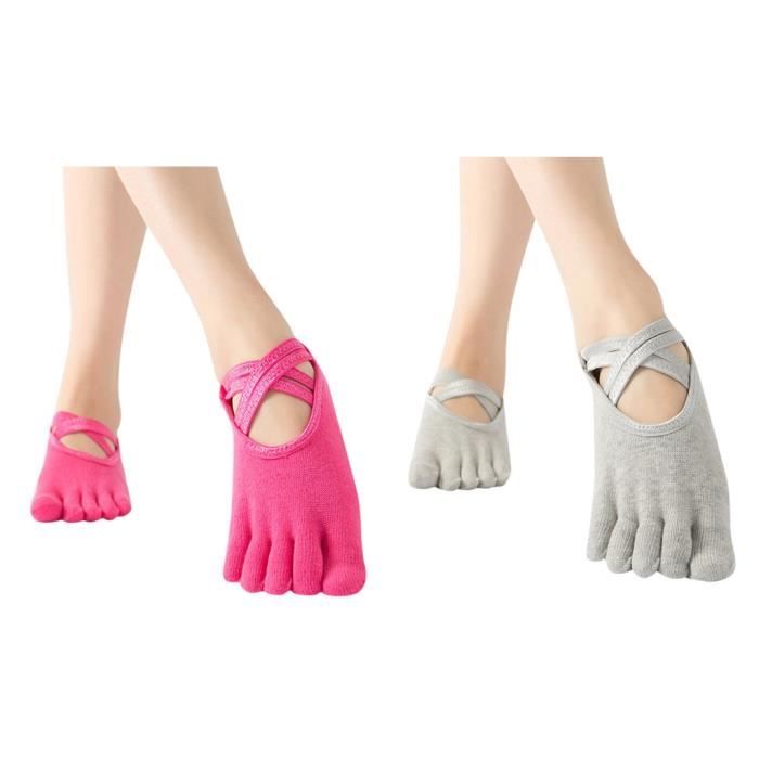 Femmes Cross Bandage Cinq Pointu Dos Compression Yoga Chaussettes De Sport Chaussettes De Danse