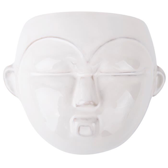 Present Time pot de plante mural Masque rond 18 cm céramique blanche