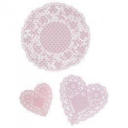 Talking tables napperons en papier sous- gateau coeurs roses
