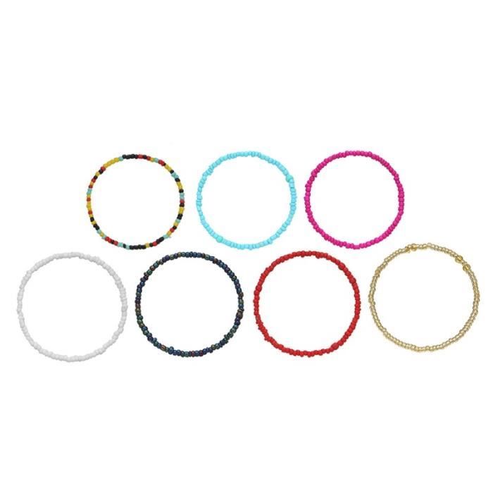 7pcs Simple Decor Petits Bracelets De Perles pour Femme BRACELET - GOURMETTE - JONC