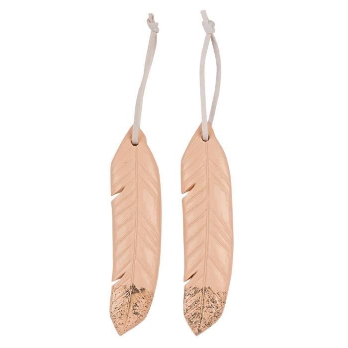 2 Pièces de Décorations de Noël avec plumes suspendues - Ornements en résine rose champagne de TRIXES
