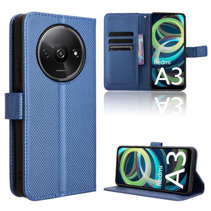 Coque pour Redmi A3 Etui PU Cuir Bleu magnétique Etui Housse ,Couleur ...