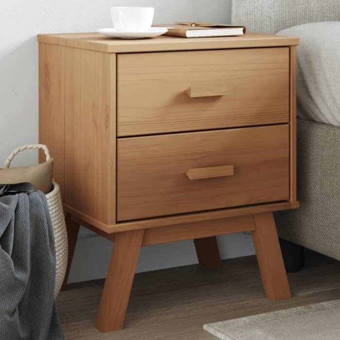 Table de chevet avec 2 tiroirs MDF Blanc