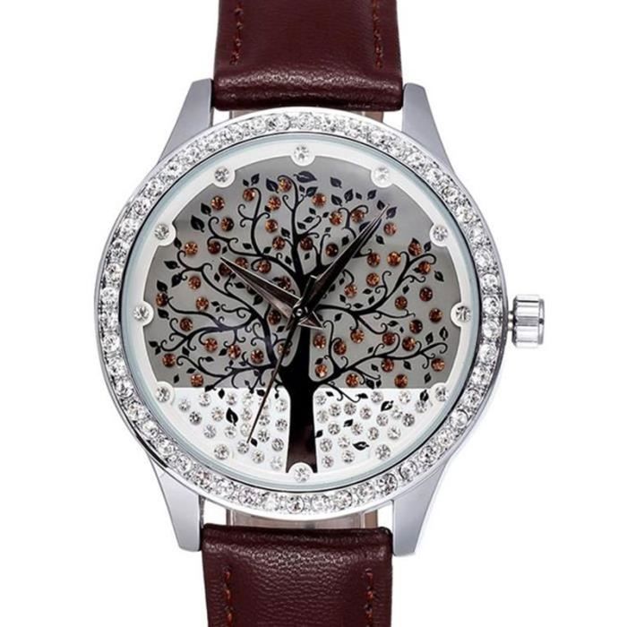 Montre Femme - Mode Créatif - Amour Strass - Bracelet Chaîne - Cadran