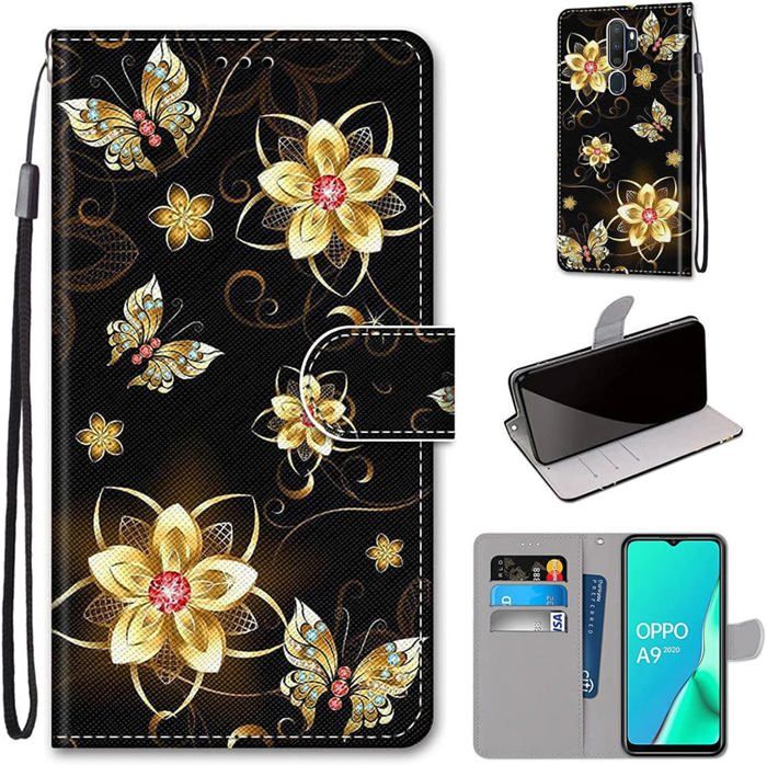 Saturcase - Custodia a portafoglio per Oppo A9 (2020) / A5
