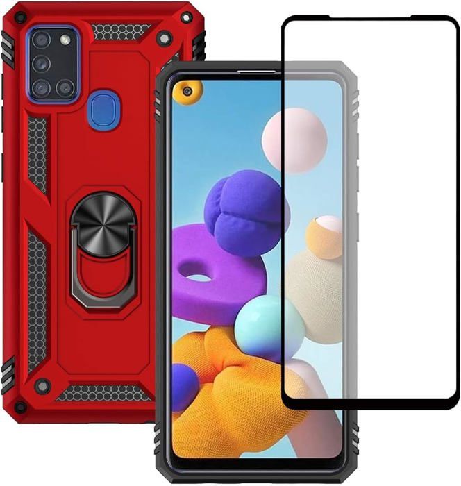 Kit Coque Silicone + 2 Verres Trempés Pour Samsung Galaxy A21s, A12, A52, A20e - Noir - Neuf