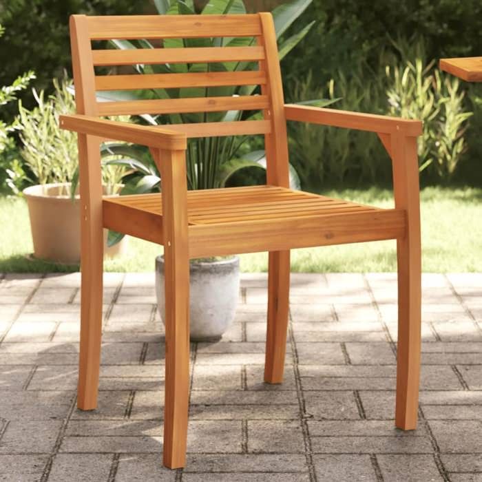 vidaXL Lot de 2 chaises de jardin bois massif d'acacia - vue 2