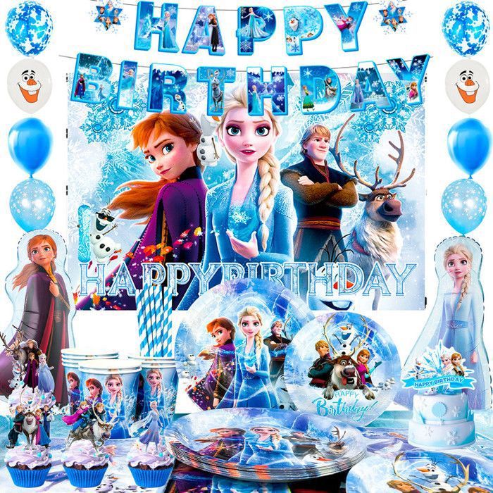 Décoration Anniversaire Reine des Neiges Elsa Anniversaire Vaisselle Kit Décorations dAnniversaire Décoration de Ballon Elsa