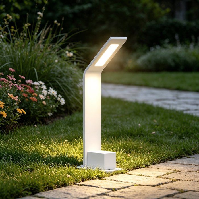 Mai & Mai Lampe sur Pied Extérieur Blanc 128x98x408mm Lumiere Eclairage Extérieur LED IP65 Desgin Pfadfinder