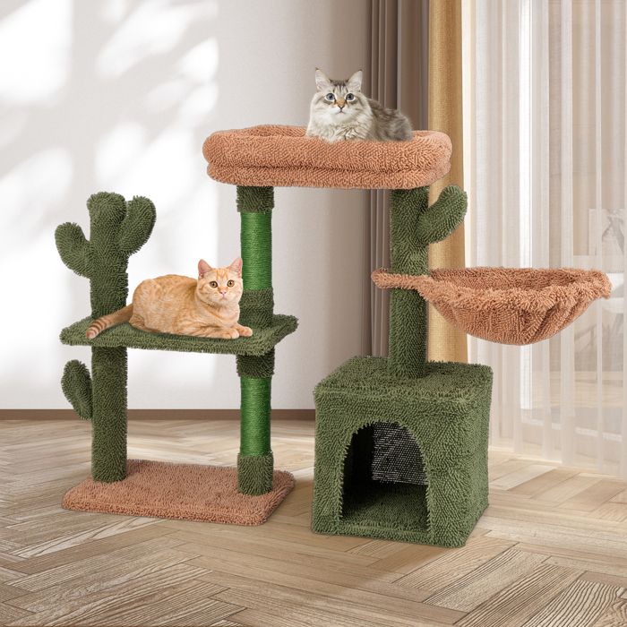 Comparer les prix de COSTWAY Arbre à Chat 81cm, Multi-niveaux, Forme de Cactus Vert, Perchoir, Condo, Hamac, Poteaux à Gratter en Sisal, Coussin Lavable