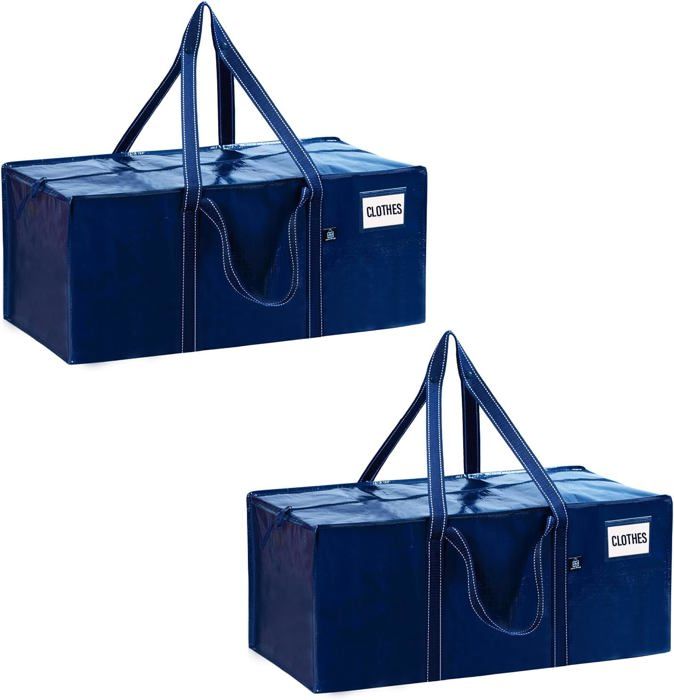 Sacs Déménagement VENO 87L - Lot De 2 Avec Fenêtre Et Sangle D'Épaule (Bleu)