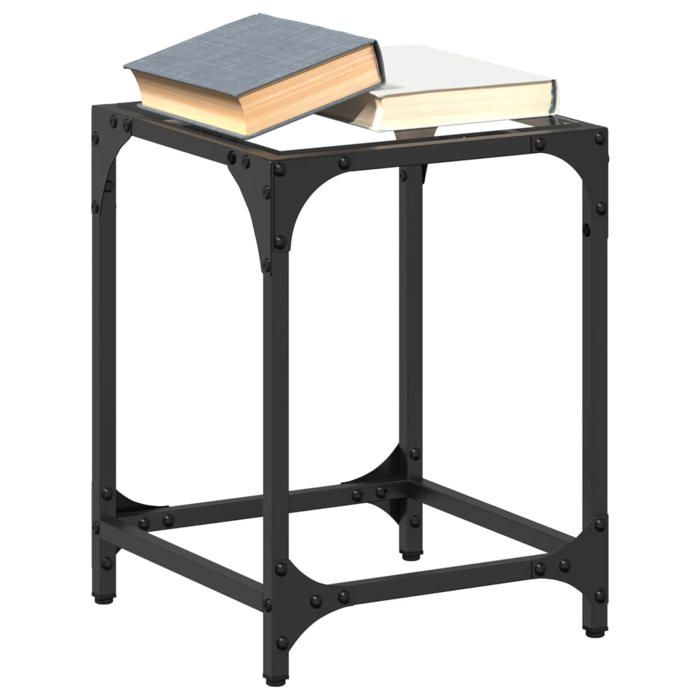 vidaXL Table basse avec dessus en verre transparent 30x30x40 cm acier table dappoint table de salon table à thé bout de 845950