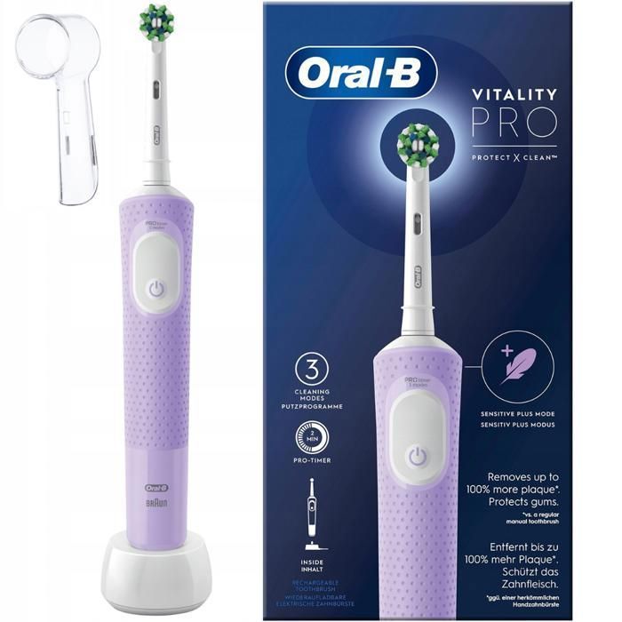Brosse à dents électrique - Oral-B - Vitality Pro Protect X Clean - 3 modes - Minuteur - Batterie longue durée