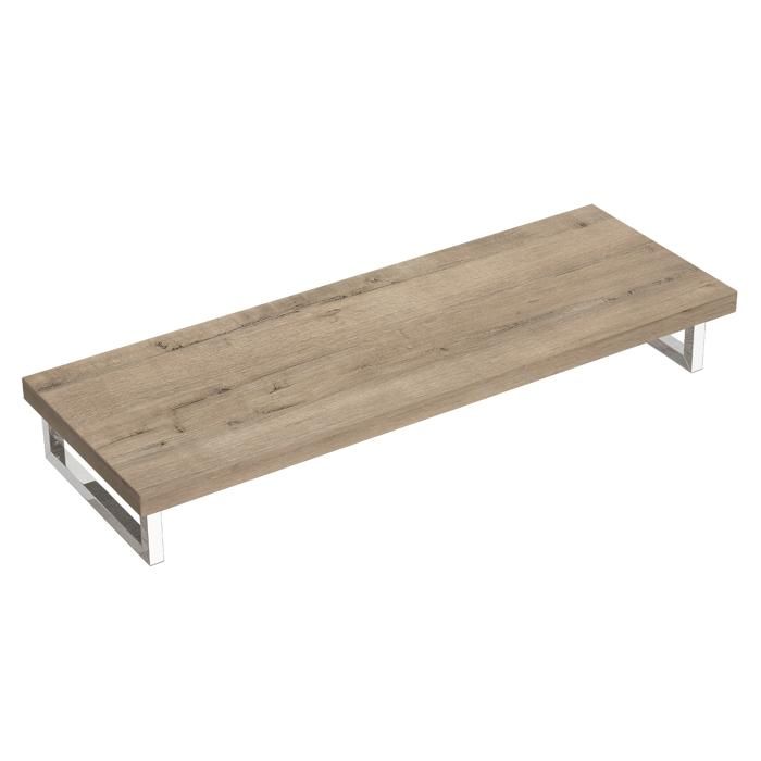 doporro Plan de Vasque en bois 50 x 140 cm Meuble sous Lavabo Plan Lave Mains avec 2 Supports en Inox
