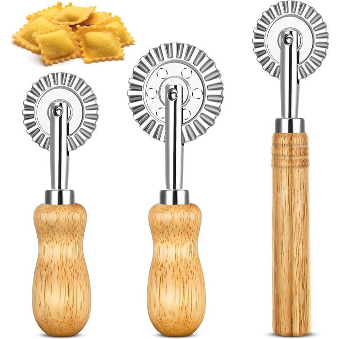 Roulette Découpe Pâte Lot De 4 Emporte-Pièces à Ravioli Relota - Ustensiles Cuisine Avec Poignée Bois Ustensiles Cuisine Ravioli