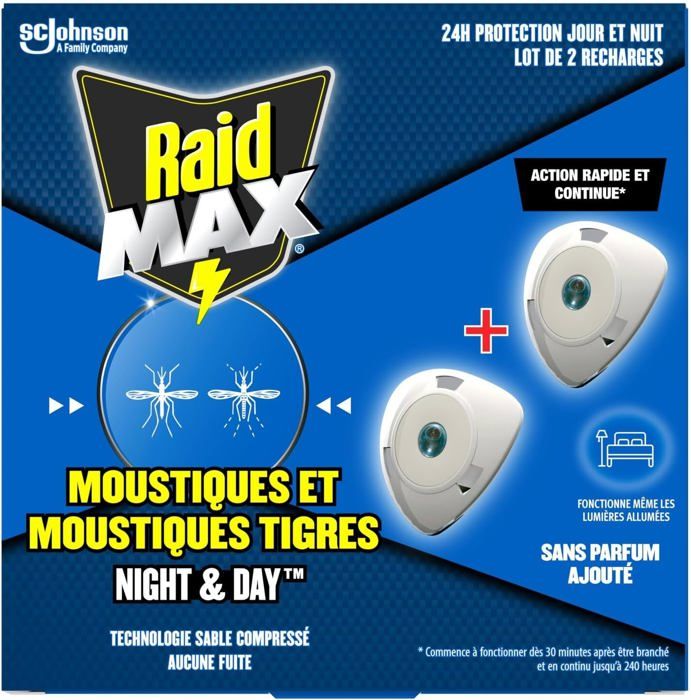 Raid Max Recharges Diffuseur Electrique Liquide Night & Day