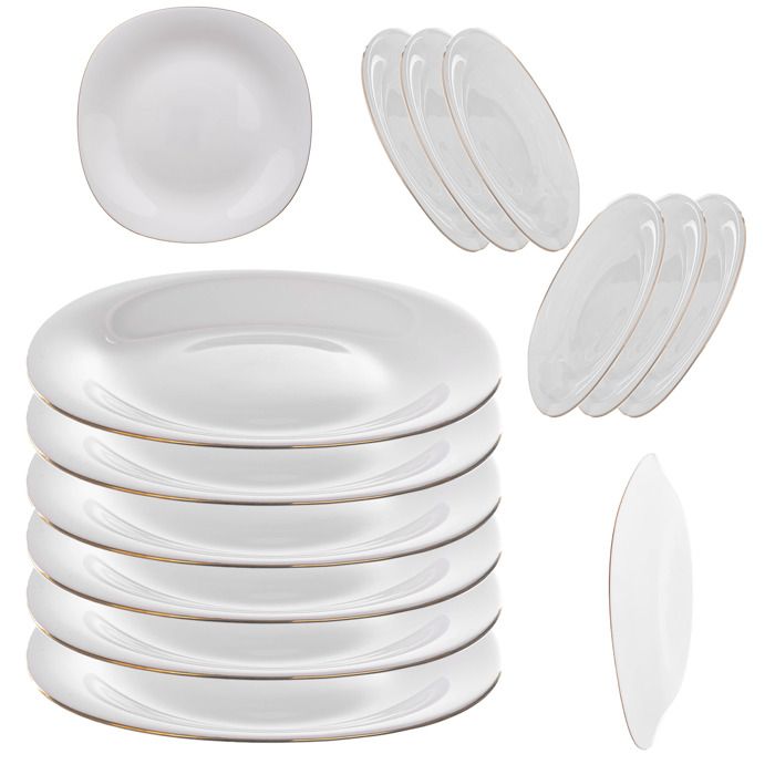 Ensemble dAssiettes à Dessert KADAX 21cm Blanche Bord Doré - Paquet de 6