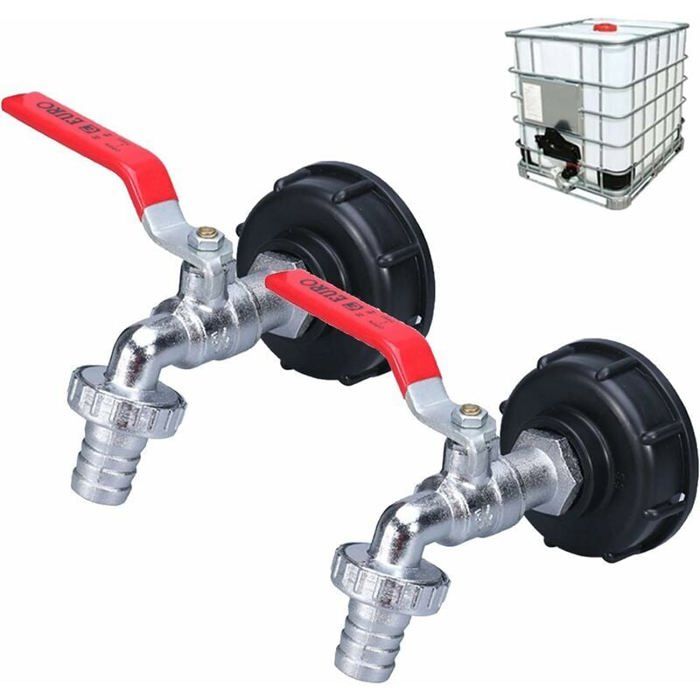 Adaptateur Pour Réservoir IBC 75 Mm - Vanne D'Arrêt Et Sortie Eau | Pour Irrigation Jardin, Récupération Eau Pluie