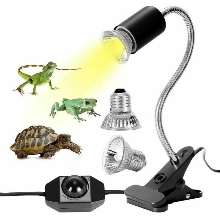 Meilleurs prix pour Kit Lampe Chauffante pour Tortue Terrestre 2 Ampoules UVA UVB 25W 50W pour Reptiles CARTE SON EXTERNE