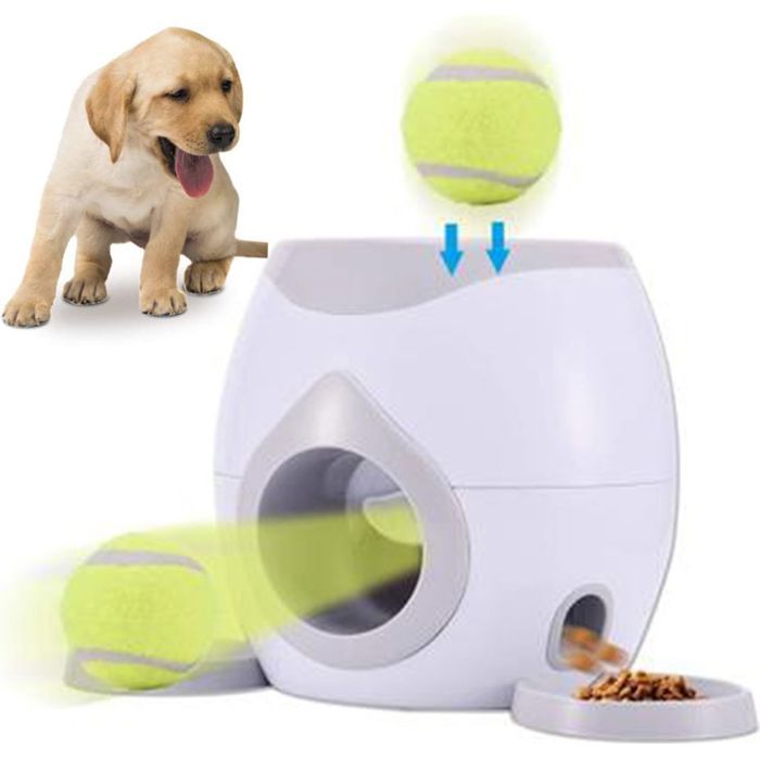 Comparer les prix de Lanceur de balles pour chiens machine automatique de lancer de balles de tennis pour chiens (couleur : gris)