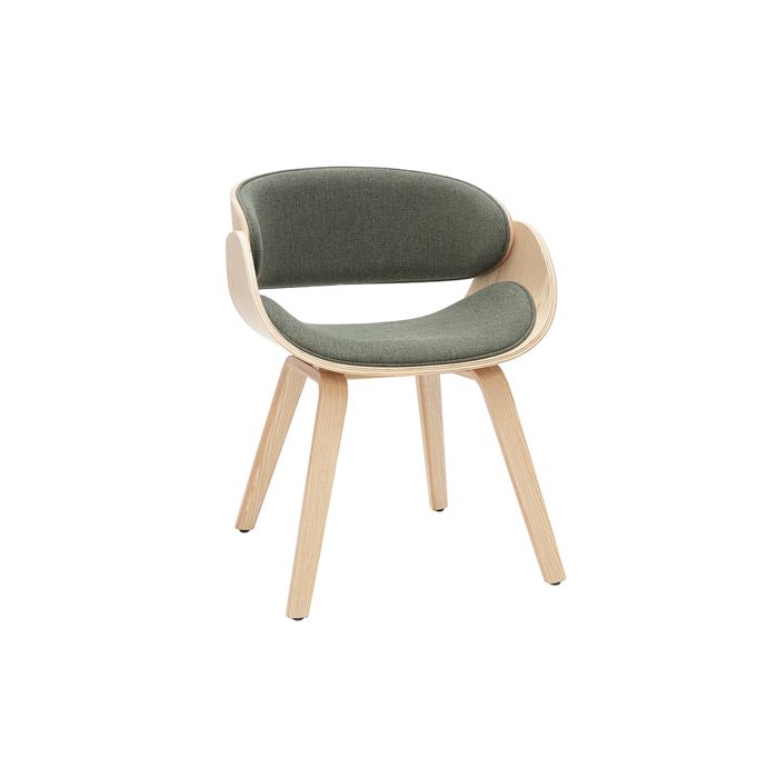 Miliboo - Chaise design en tissu vert kaki et bois clair BENT
