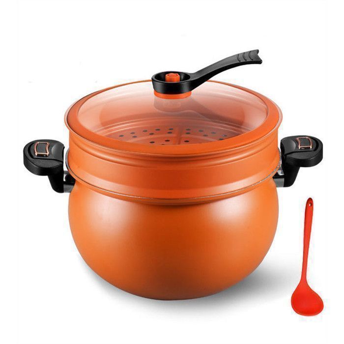 Casserole cuit Vapeur 2en1 - Couscoussier Tajine -SONOOK - 8Litres - couleur orange
