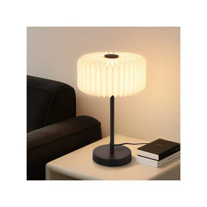 Lampe de table - NETTLIFE - Lampe de table - Abat-jour papier - Noir - Métal - Culot G9