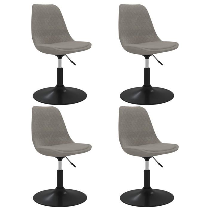 SOLO - TOP Chaises à manger/cuisine - pivotantes lot de 4 - Gris clair Velours - cadre en métal - max charge 110kg LV1369