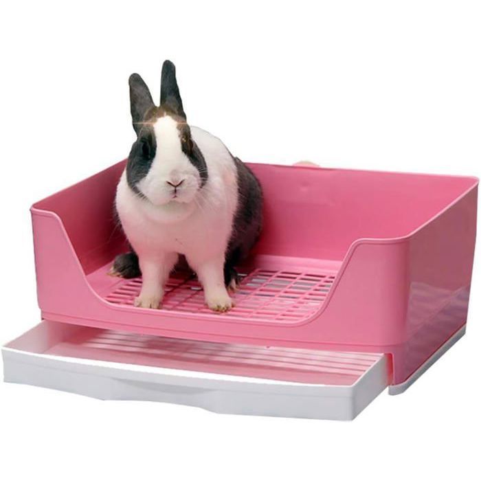 Bac à litière en coin avec tiroir amovible pour petits animaux comme lapins et cobayes (taille L) YYV
