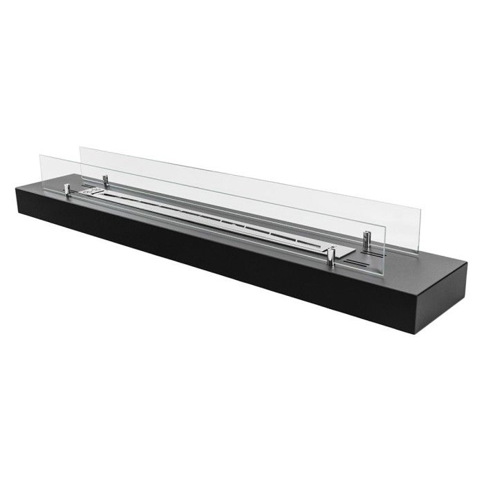 Cheminée au bioéthanol de table 120 cm. Cheminee ethanol noire avec verre.