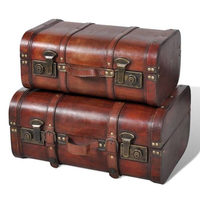 Coffre de rangement - vidaXL - Vintage - Bois - Marron - Lot de 2
