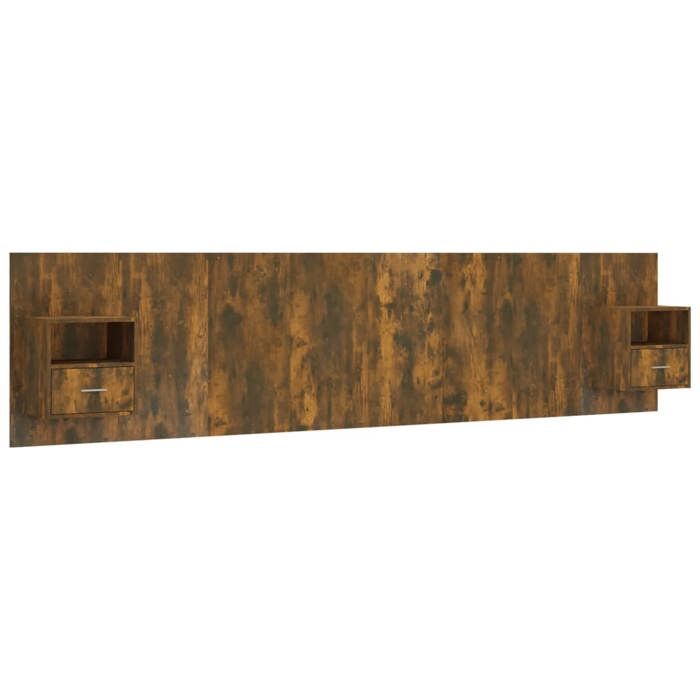Tête de lit avec armoires - VIDAXL - Chêne fumé - Bois dingénierie - 240x15x80 cm - Tables de chevet flottantes