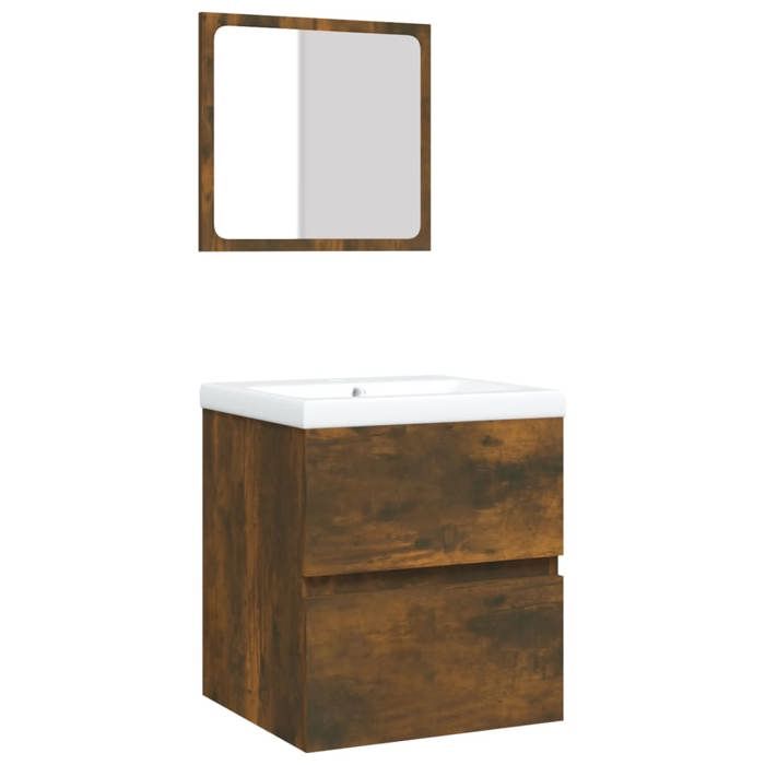 Armoire lavabo de salle de bain - vidaxl - Chêne fumé - 41x38.5x45 cm - Bois dingénierie - Vasque encastrée