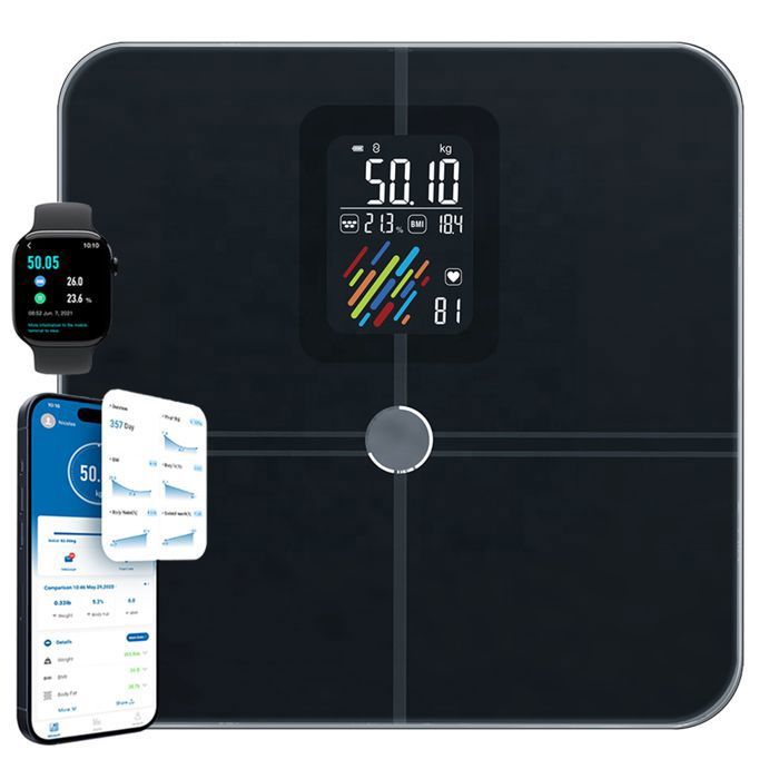 Balance Pèse Personne Balance Connectée Bluetooth 22 Données Fréquence Cardiaque