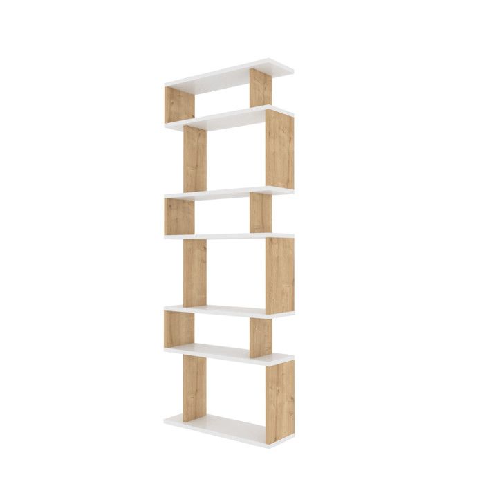 Bibliothèque en bois Bates - 60 x 19 x 160 cm - Chêne blanc Bibliothèque en bois Bates - 60 x 19 x 160 cm - Chêne blanc