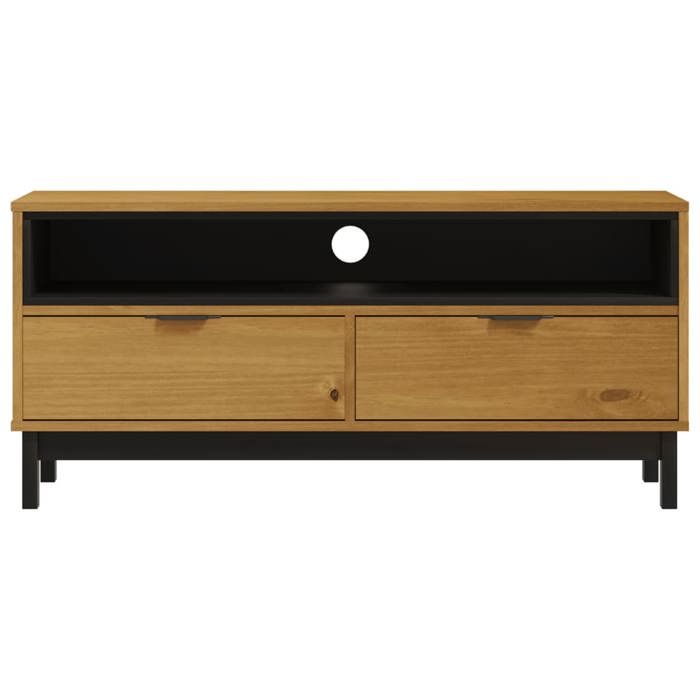 NEUF Armoire TV - Brun - Meuble TV - TABLE TV - FLAM 110x40x50 cm - bois massif de pin TT3332