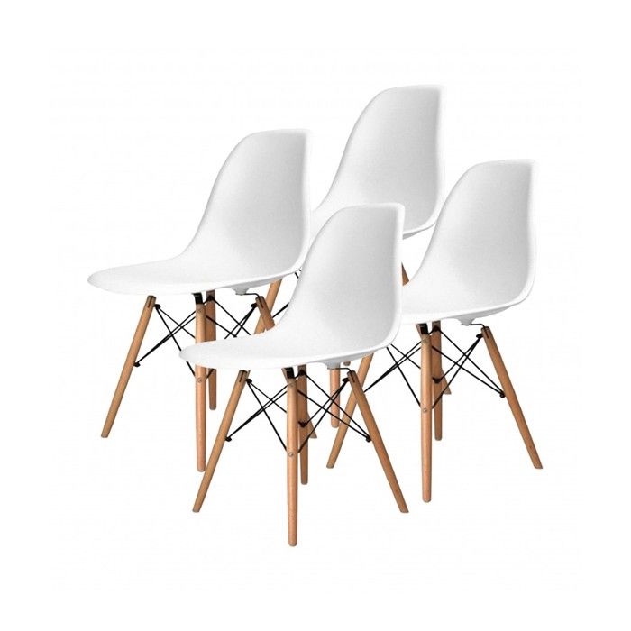 Lot de 4 Chaise coloris blanc avec pieds couleur bois - Longueur 47 x Hauteur 80 x Profondeur 43 cm Lot de 4 Chaise coloris blanc avec pieds couleur bois - Longueur 47 x Hauteur 80 x Profondeur 43 cm