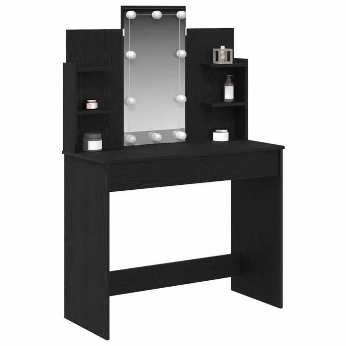 En solde Coiffeuse moderne Table de Beauté pour femmes Chêne noir 96x39x142 cm Bois dingénierie A373