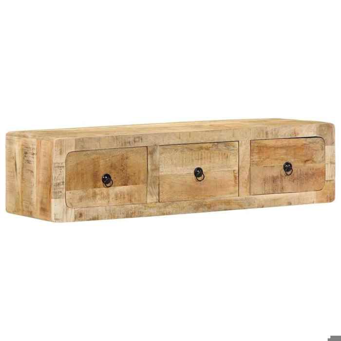 NEW 2026 Meuble TV mural 1PC armoire TV suspendue 100x32x25 cm bois massif manguier brut L5236