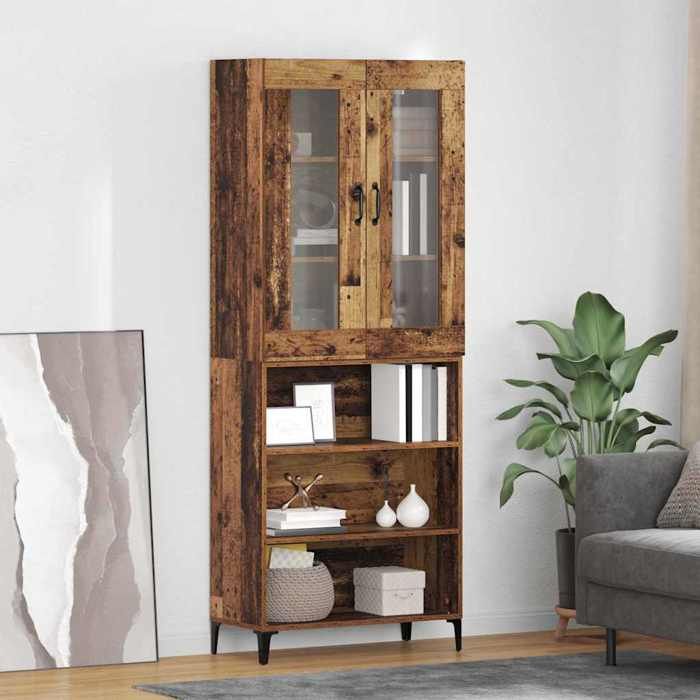 NEW 2026 Haut Armoire Classique Buffet haut pour salon Bois Ancien 695x34x180 cm Bois dingénierie L3920