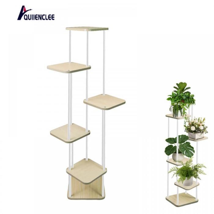 Support à plantes QUIIENCLEE 30*30*132cm étagère à plantes 6 niveaux intérieur/extérieur porte-plante couleur érable blanc