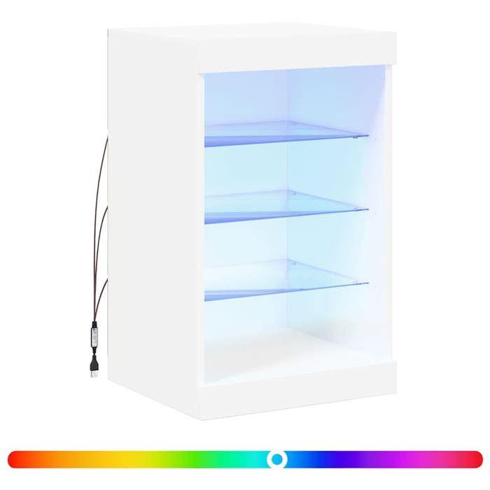 ABOTT@Buffet Bahut KENNETH - avec lumières LED - Meuble de rangement blanc 41x37x67cm - 401671