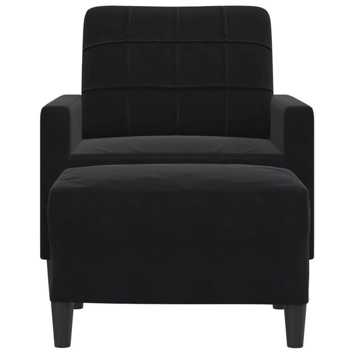 Promo printemps1 pcs Fauteuil avec repose-pied - adulte/enfant - SARAZYJ - Meuble de salon - Noir 60 cm Velours - S9400634