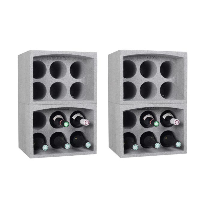 Lot de 4 casiers porte 6 bouteilles soit 24 bouteilles - Polystyrène Expansé - Etagère à Bouteilles