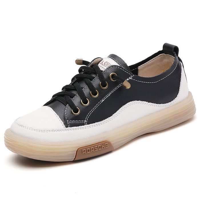 INSFITY Baskets Femme Plat Casual Chaussures Sneakers Lacets Mi Saison Antidérapant Confortable - Noir