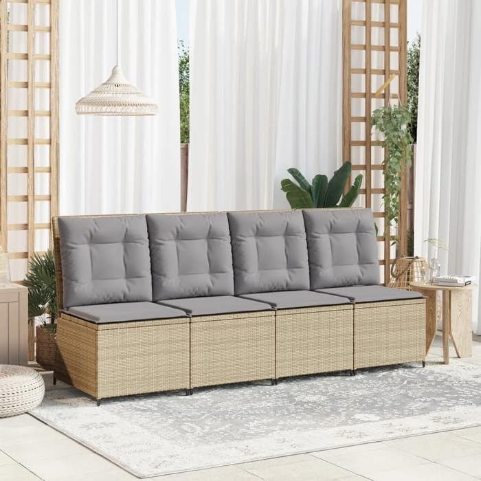 Canapé inclinable de jardin - moderne - MEUBLE JARDIN - avec coussins beige résine tressée CC156