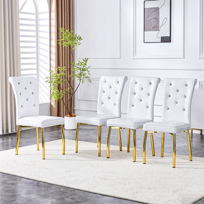 Chaises de salle à manger élégantes - Ensemble de 4 chaises - Design en faux cuir peau dalligator - Boucle en cristal