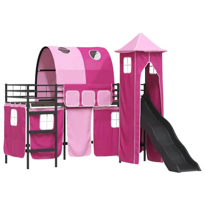 Lit 99.5x190cm - VIDAXL - Lit mezzanine pour enfants - Noir et rose Métал L16987 Lit 99.5x190cm - VIDAXL - Lit mezzanine pour enfants - Noir et rose Métал L16987