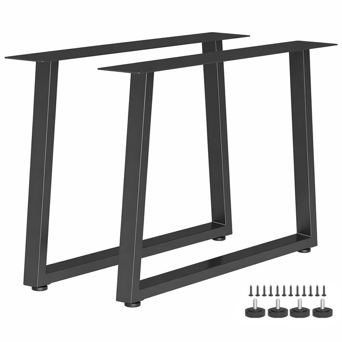 Pieds de table - HOMCOM - lot de 2 pieds - patins réglables et vis - style industriel - acier - 60 x 43 cm - noir